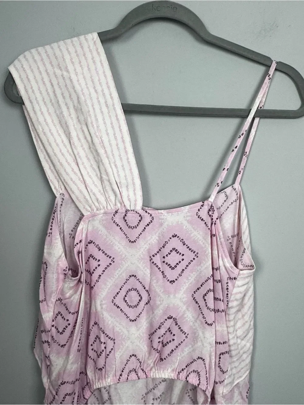 FREE PEOPLE | Asymmetrical Pastel Lavender-Pink Printed Cami Top Women’s Size M